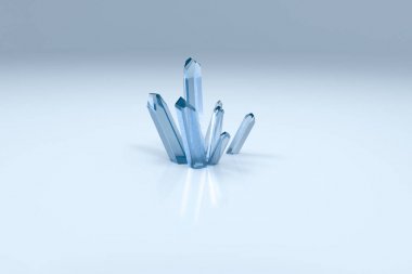 Mavi sihirli kristal bir küme bir araya toplamak, 3d render.