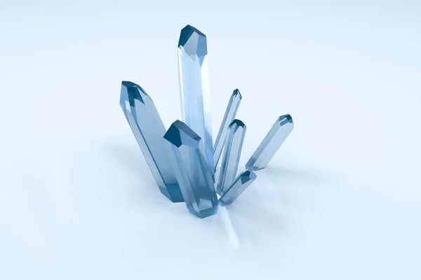 Een cluster van Blue Magic Crystal verzamelen samen, 3D rendering. — Stockfoto