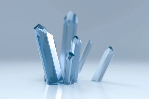 Mavi sihirli kristal bir küme bir araya toplamak, 3d render. — Stok fotoğraf