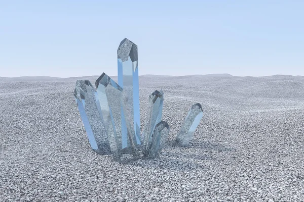Um aglomerado de cristal mágico azul se reúnem, renderização 3d . — Fotografia de Stock