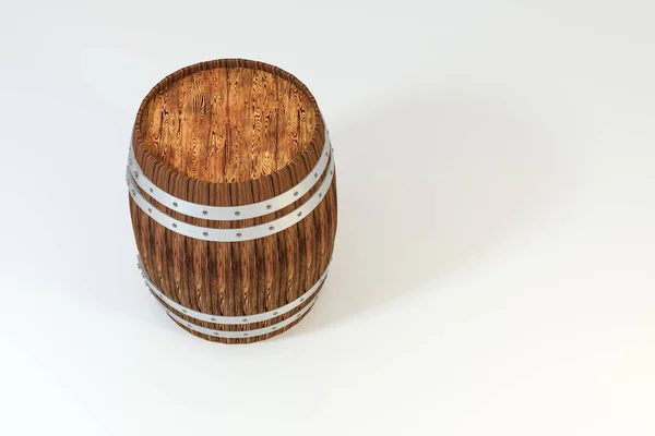 Barril vinícola de madeira com fundo branco, renderização 3d — Fotografia de Stock