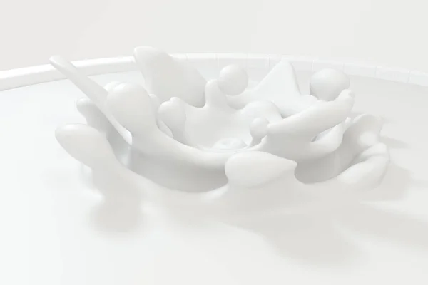 Bílá vlna kapalných vln pomocí simulace tekutin, 3D vykreslování — Stock fotografie