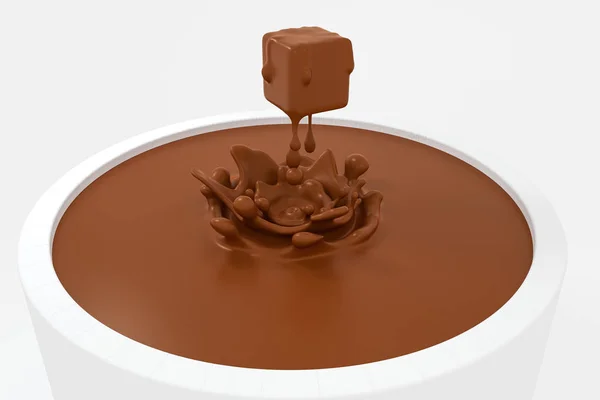 Ondas de chocolate ondulado por simulación de fluidos, renderizado 3d — Foto de Stock