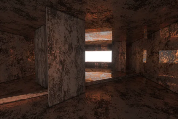 Empty rusty room with light coming in from the window, 3d rendering. — Stock Photo, Image