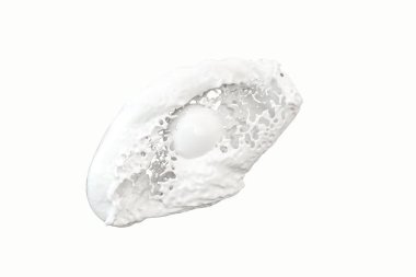 Uçan küreler ile saflık sıçraması süt, 3d render.