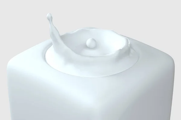 Purity splashing milk with creative shapes, 3d rendering. — Stock Photo, Image