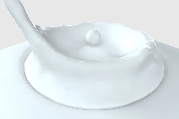 Purity splashing milk with creative shapes, 3d rendering. — Stock Photo, Image