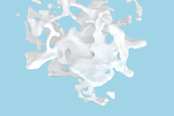 Pureza salpicadura de leche con fondo azul, 3d renderizado . —  Fotos de Stock