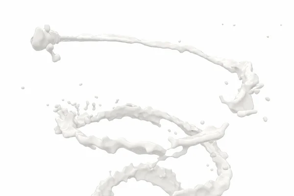 Tisztaság fröccsenő tej kreatív formák, 3D renderelés. — Stock Fotó
