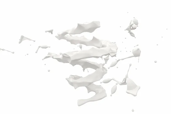Pureza salpicadura de leche con formas creativas, 3d renderizado . —  Fotos de Stock
