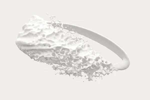 Pureza salpicadura de leche con formas creativas, 3d renderizado . —  Fotos de Stock