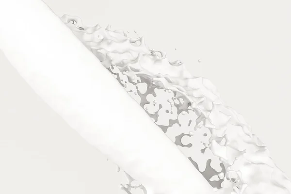 Purity splashing milk with creative shapes, 3d rendering. — Stock Photo, Image