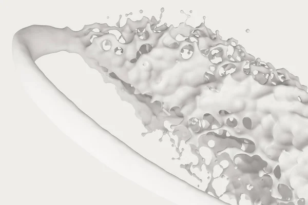 Pureza espirrando leite com formas criativas, renderização 3d . — Fotografia de Stock
