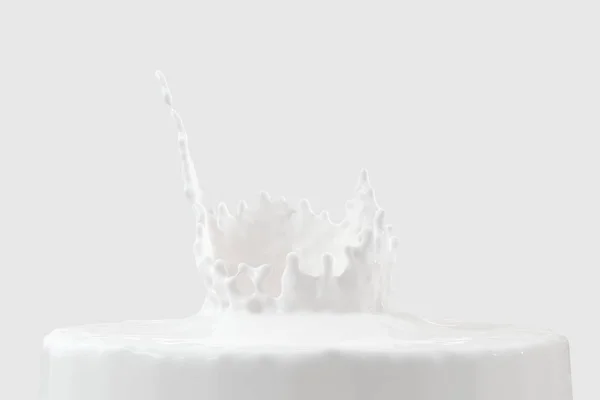 Purity splashing milk with crown shapes, 3d rendering. — Stock Photo, Image