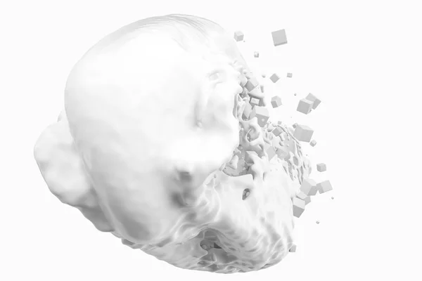 Purity splashing milk with flying cubes, 3d rendering. — Stock Photo, Image