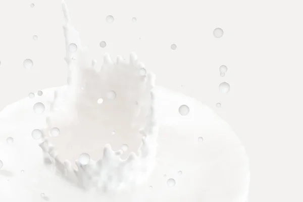 Pureté éclaboussure de lait avec des formes de couronne, rendu 3d . — Photo