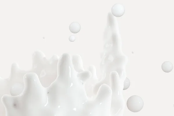Taç şekilleri ile saflık sıçraması süt, 3d render. — Stok fotoğraf