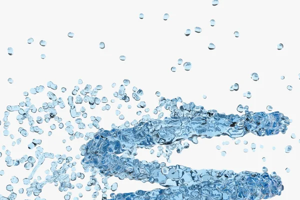 Pureza salpicando água com formas criativas, renderização 3d . — Fotografia de Stock