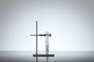 Laboratuvarda kimyasal test tüpü, 3d render.
