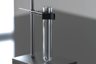 Laboratuvarda kimyasal test tüpü, 3d render.