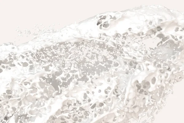 Semangkuk susu dan percikan cairan, 3d rendering . — Stok Foto