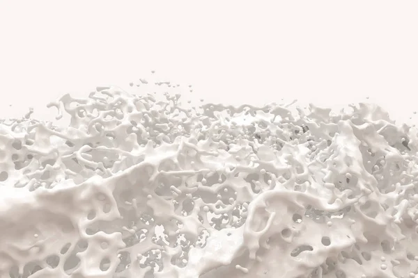 Miska mleka i płyn do rozpryskiwania, renderowanie 3D. — Zdjęcie stockowe