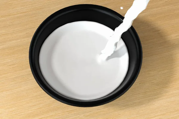 Un bol de lait et de liquide éclaboussant, rendu 3d . — Photo