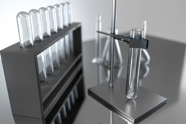 Tubo di prova chimico in laboratorio, rendering 3d . — Foto Stock