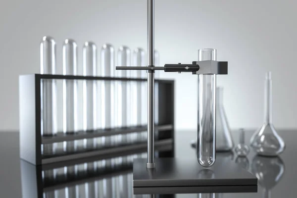 Tubo de teste químico no laboratório, renderização 3d . — Fotografia de Stock