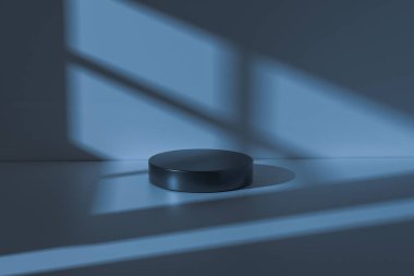 boş bir odada ürün sunumu için platform, 3d render