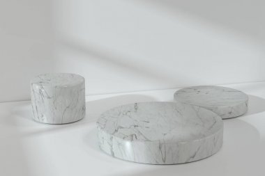 boş bir odada ürün sunumu için platform, 3d render