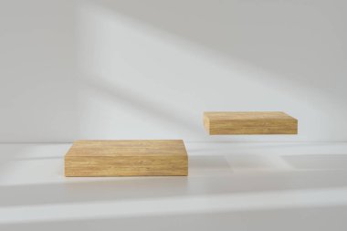 boş bir odada ürün sunumu için platform, 3d render