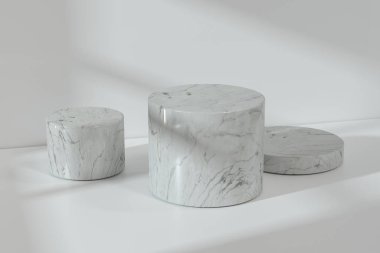 boş bir odada ürün sunumu için platform, 3d render