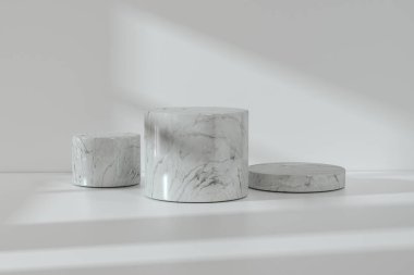 boş bir odada ürün sunumu için platform, 3d render