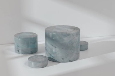 boş bir odada ürün sunumu için platform, 3d render