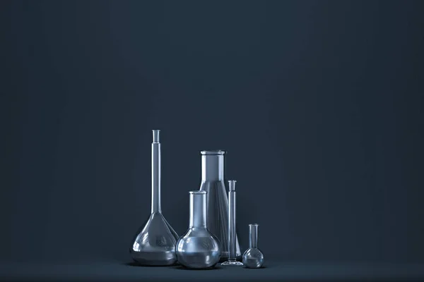 실험실내 화학 기기 및 시약, 3D 렌더링 — 스톡 사진