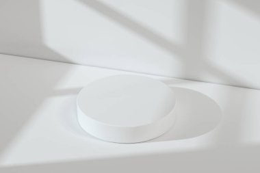 boş bir odada ürün sunumu için platform, 3d render