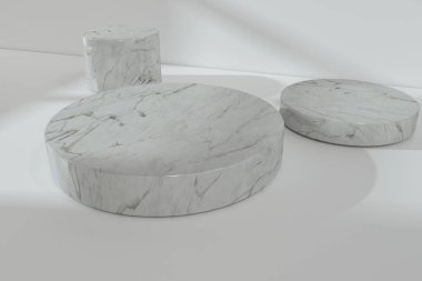 boş bir odada ürün sunumu için platform, 3d render