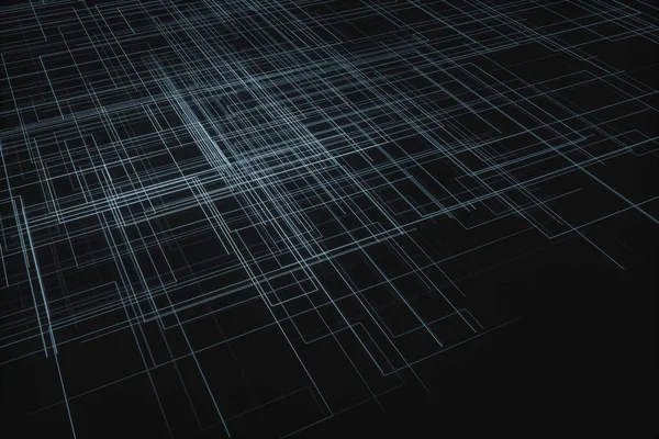 Linhas de Big Data brilhantes e fundo tecnológico, renderização 3d . — Fotografia de Stock