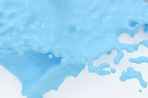 Die spritzende Flüssigkeit des Pigments, zweifarbiger Hintergrund, 3D-Wiedergabe. — Stockfoto