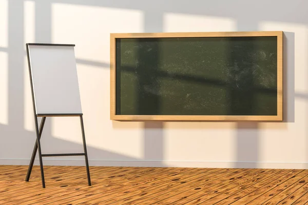 교실 앞에 칠판이 있는 교실, 3D 렌더링. — 스톡 사진