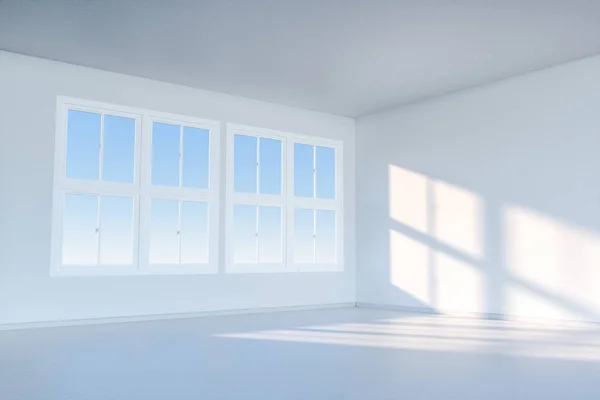 La casa de limpieza y el sol de la ventana, 3d renderizado . —  Fotos de Stock