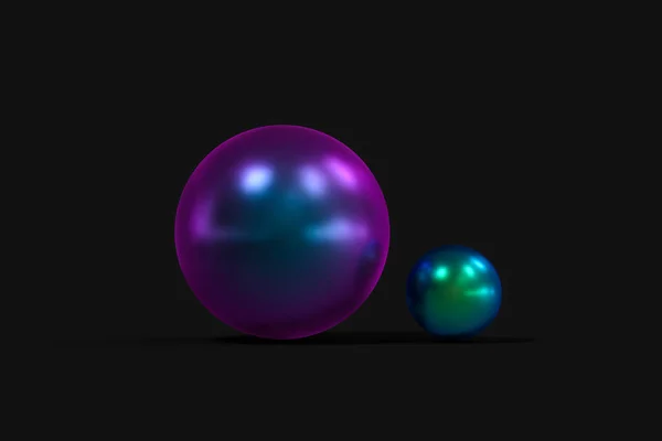 Spheres with the colorful surface, dark background, 3d rendering. — Stock Photo, Image