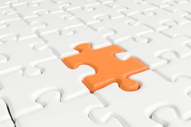 Boş bulmacalar düzgünce beyaz arka plan, 3d render ile düzenlenmiş.