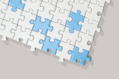 Boş bulmacalar düzgünce beyaz arka plan, 3d render ile düzenlenmiş.