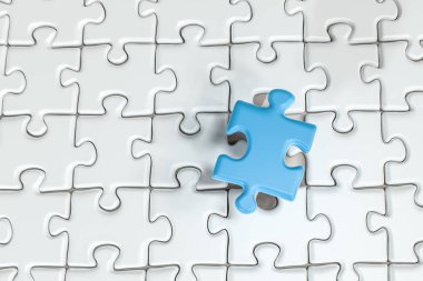 Boş bulmacalar düzgünce beyaz arka plan, 3d render ile düzenlenmiş.