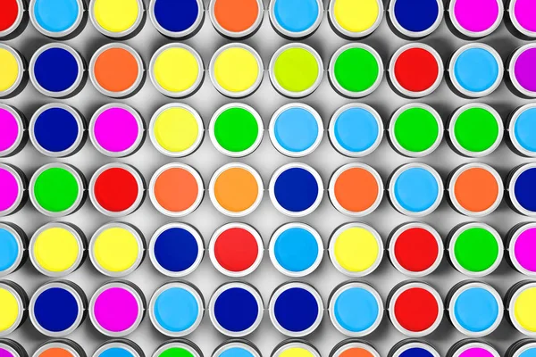 The buckets of colorful paint with white background, 3d rendering. — Stock Photo, Image