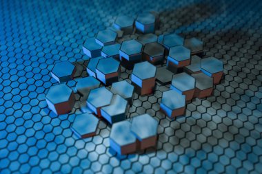 3D Rendering, koyu altıgen arka plan, Sci-Fi arka plan