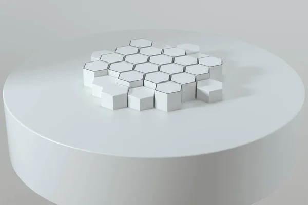 背景、3Dレンダリングを一緒に接続された白い六角形のプラットフォーム — ストック写真