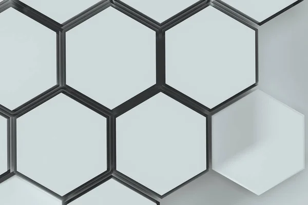 Белые шестиугольные платформы, соединенные вместе фоном, 3D рендеринг — стоковое фото